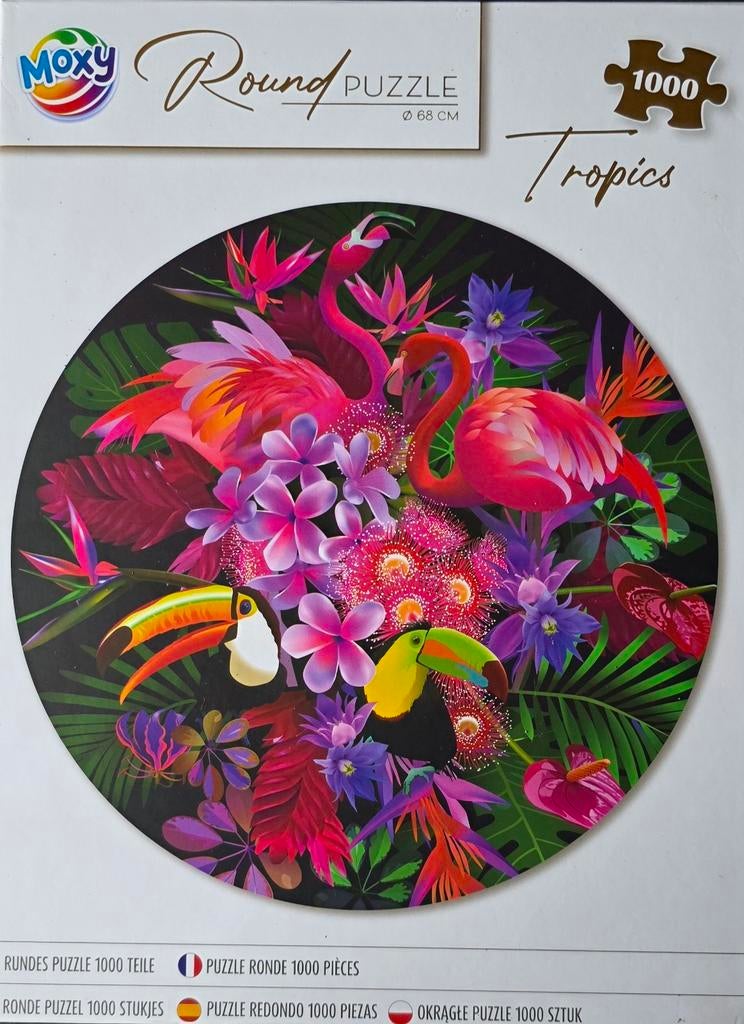 Moxy Ronde Puzzel Tropics 1000 Stukjes, Ophalen of Verzenden, 500 t/m 1500 stukjes, Zo goed als nieuw, Legpuzzel