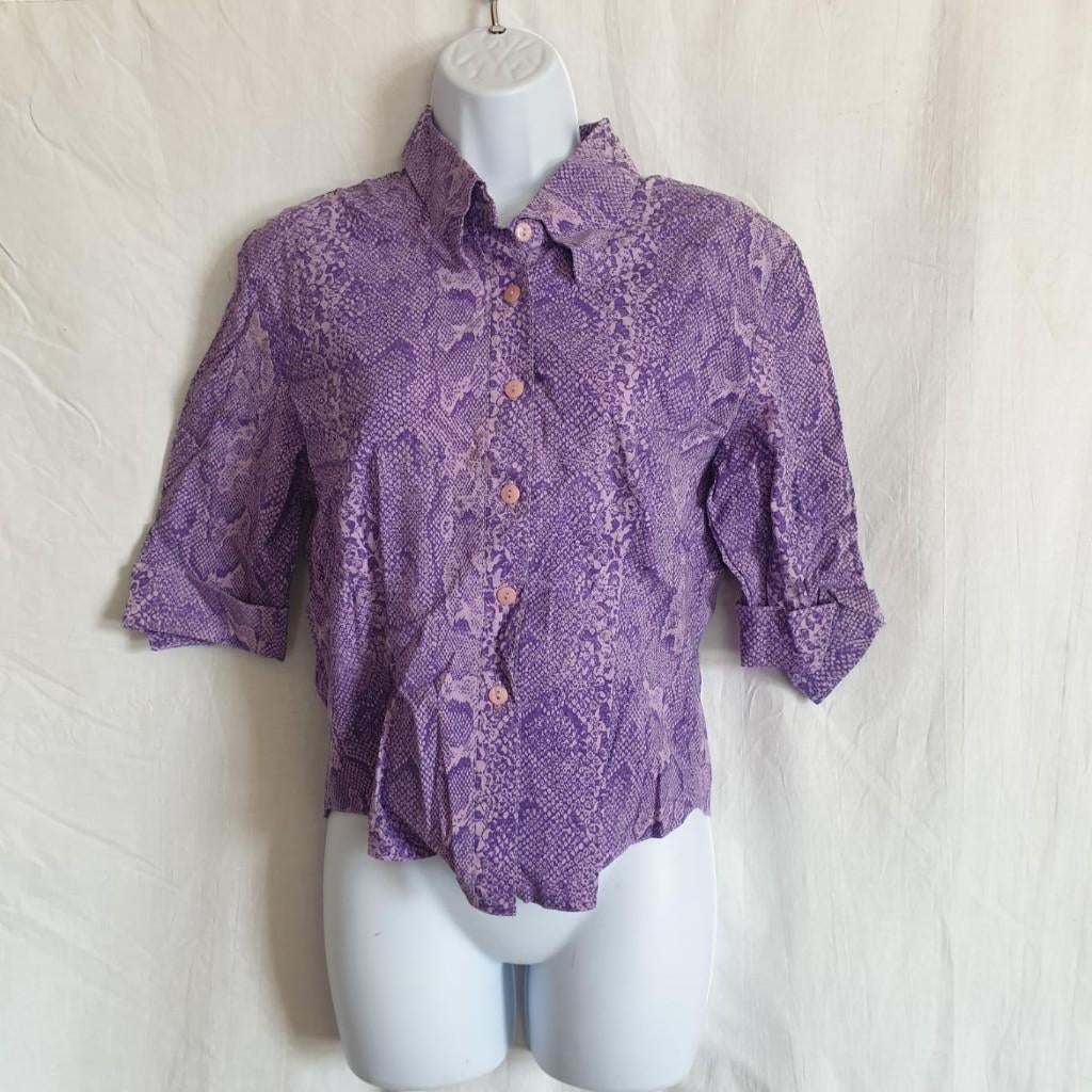 Leuke paarse blouse met slangenprint. mt M Merk Nikka, Kleding | Dames, Blouses en Tunieken, Zo goed als nieuw, Maat 38/40 (M)