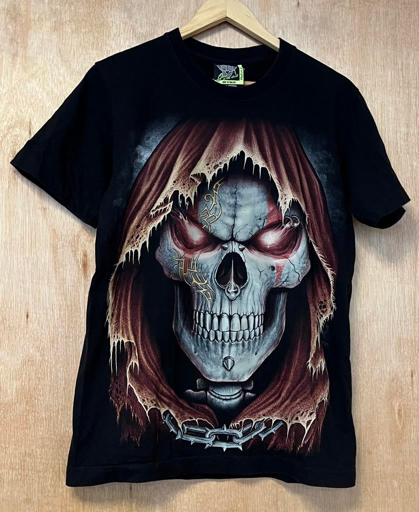 Vintage Rock Eagle t-shirt met reaper schedel print - Maat M, Maat 48/50 (M), Zwart, Vintage, Ophalen of Verzenden