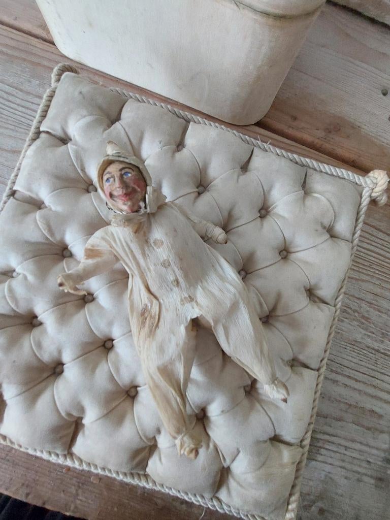 Antiek oud wattenpopje clown kerst poirot oude frans franse, Ophalen of Verzenden