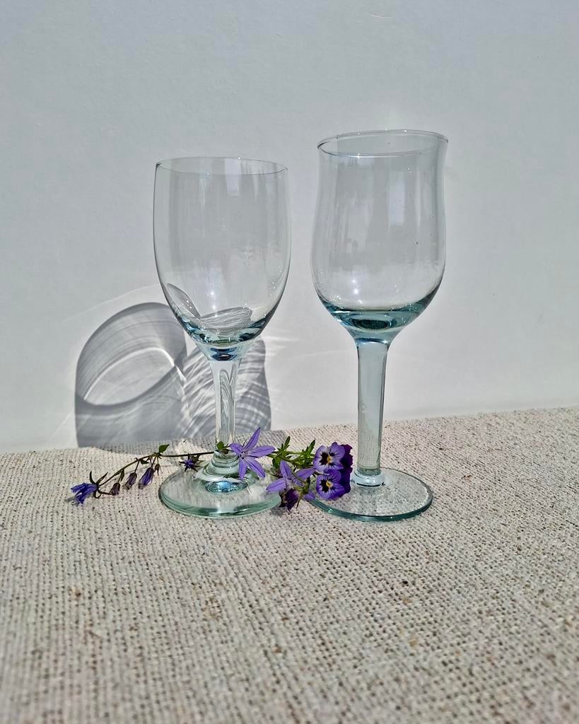Vintage wijn glazen blauw glaswerk dinerparty, Verzamelen, Glas en Borrelglaasjes, Overige typen, Ophalen of Verzenden, Zo goed als nieuw