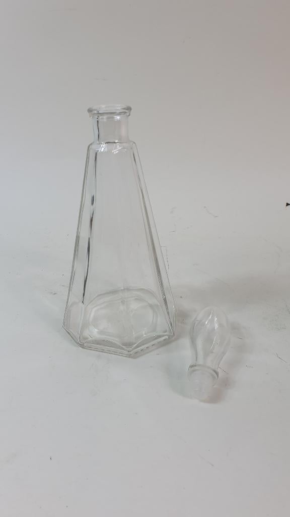 Brocante glazen SGD decanteer karaf met stop. 9 zijdig. 5A8, Ophalen of Verzenden