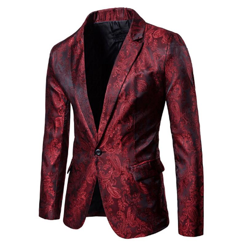 Heren rood paisley colbert mannen rode blazer jasje bloemen, Verzenden, Nieuw, Overige maten, Rood