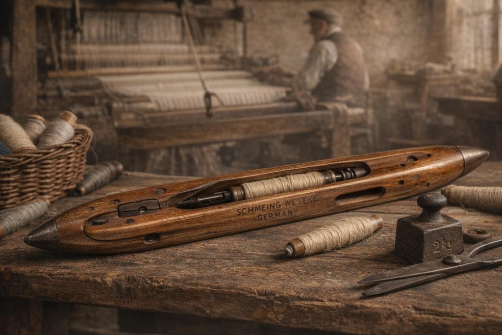 Antieke houten Schmeing weefspoel uit Weseke (Duitsland), Ophalen of Verzenden