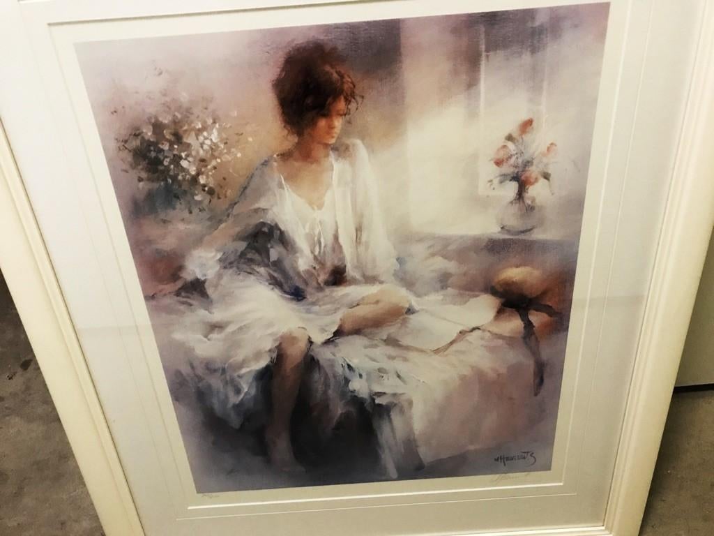 Willem Haenraets Litho Vrouw op bed - gesigneerd, Ophalen