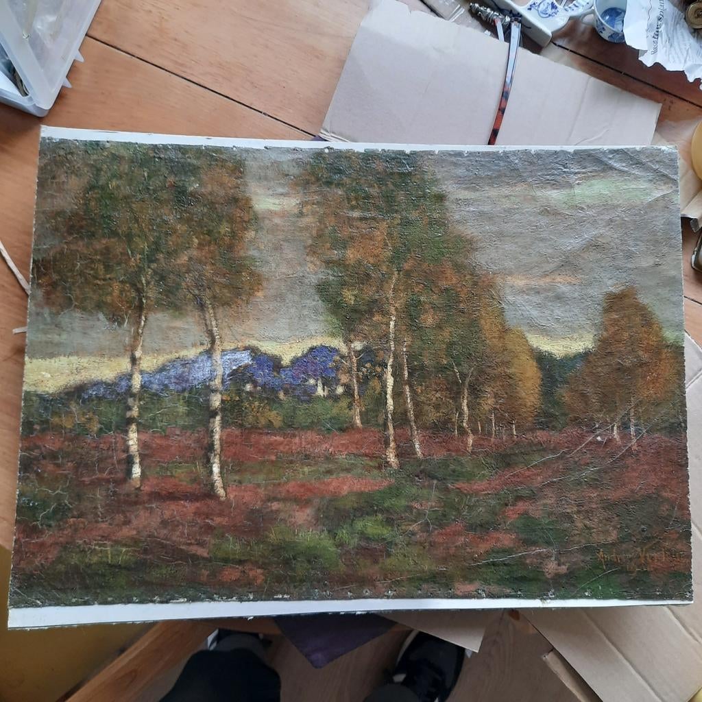 Antiek Olieverf Schilderij Andries Verleur 1901 bij Baarn, Antiek en Kunst, Kunst | Schilderijen | Klassiek, Ophalen of Verzenden