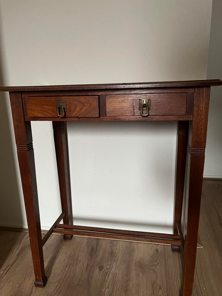 Massief houten sidetable met 2 lades, Huis en Inrichting, Tafels | Sidetables, Gebruikt, 50 tot 100 cm, Ophalen of Verzenden, Overige houtsoorten
