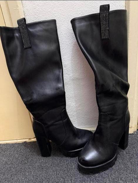 Zwarte Overknee Laarzen met Chunky Zool, Ophalen of Verzenden, Gedragen, Zwart, Hoge laarzen