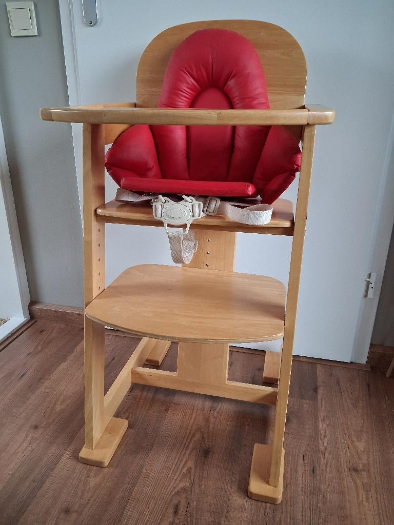 Houten Kinderstoel Bambino, Ophalen, Gebruikt, Meegroeistoel, Gordel(s)