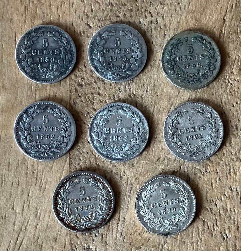 Setje stuivers / 5 cent Willem III, Postzegels en Munten, Munten | Nederland, Ophalen, Koning Willem III, Setje, Zilver