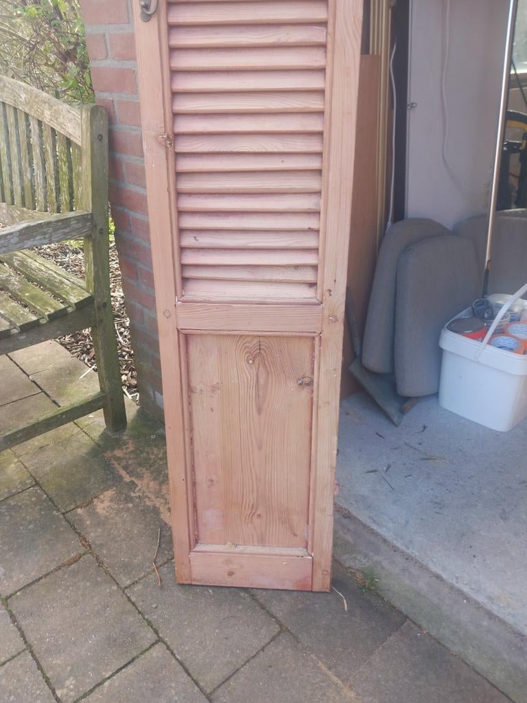 Grenen louvredeur met pen-gat verbindingen, Doe-het-zelf en Verbouw, Deuren en Horren, Gebruikt, Minder dan 80 cm, Binnendeur