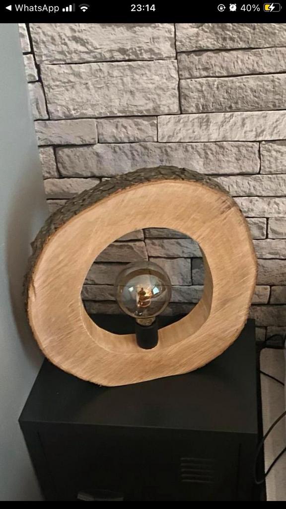 Bijzet lamp van boomstam, Ophalen of Verzenden, Zo goed als nieuw, Rond