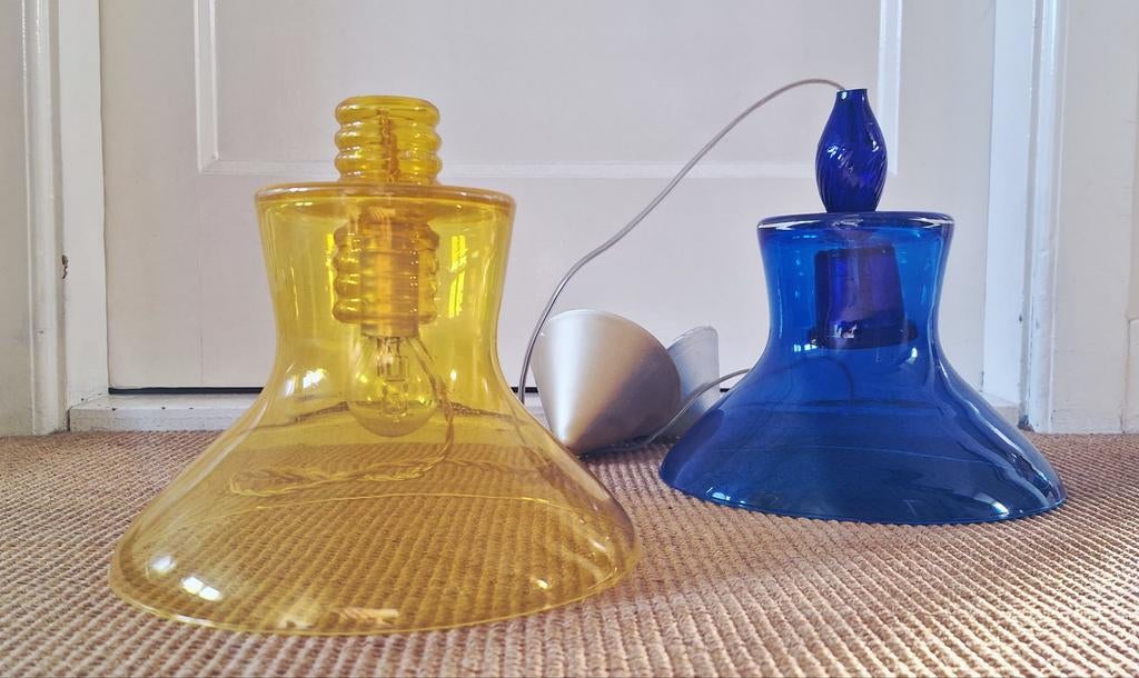 2 handgemaakte en unieke hanglampen, Ophalen, Minder dan 50 cm