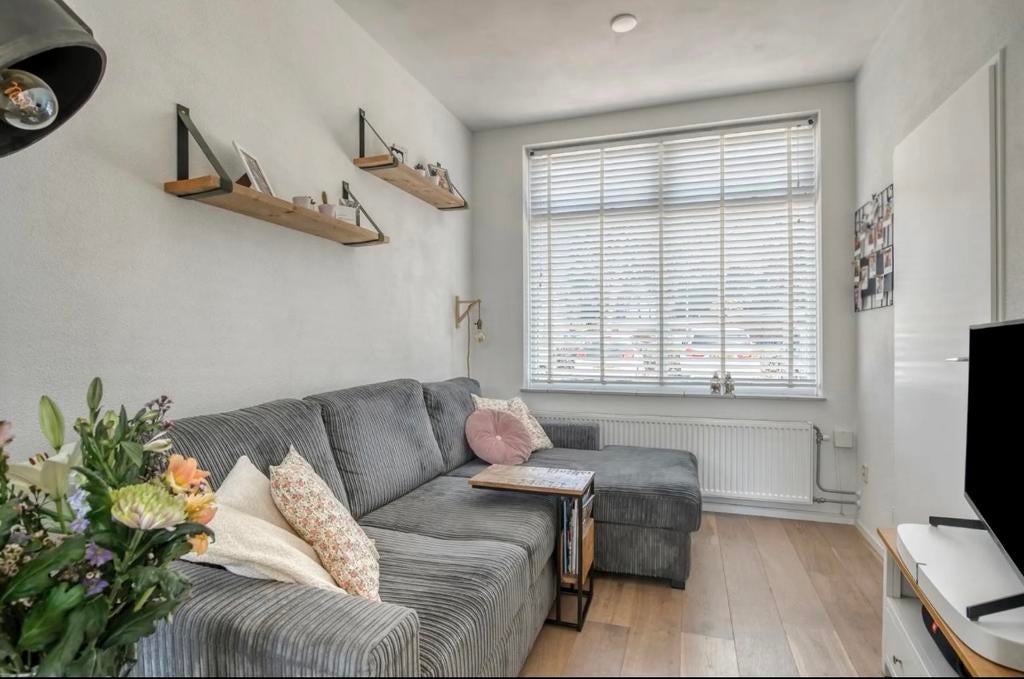 Bank ribstof grijs, Ophalen, Zo goed als nieuw, Stof