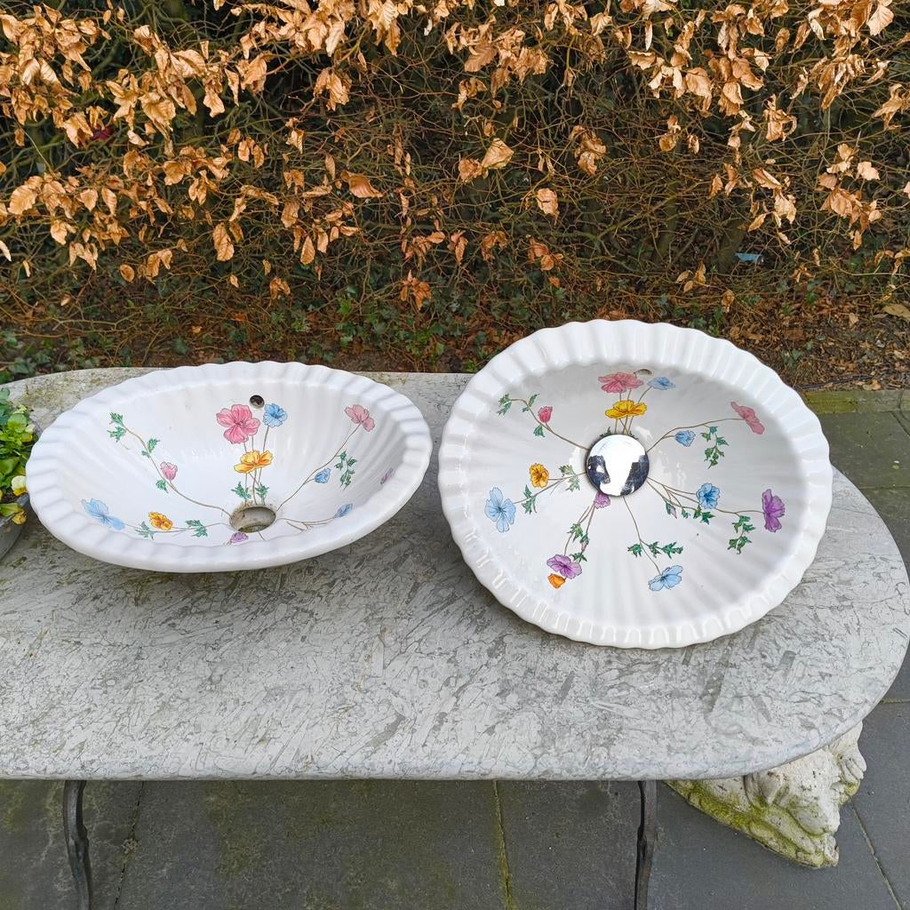 2 Antieke Porcelaine de Paris wastafels, Ophalen of Verzenden