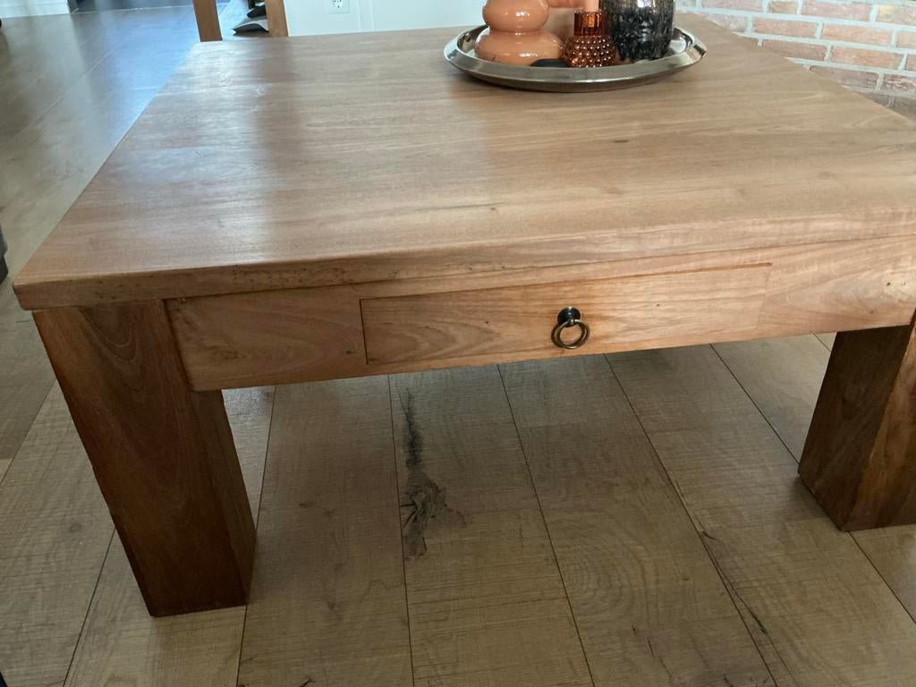 Massief teak salontafel, Huis en Inrichting, Ophalen, Gebruikt, 50 tot 100 cm, 50 tot 100 cm