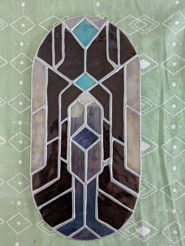 Glas in lood ovaal, Verzenden, Zo goed als nieuw