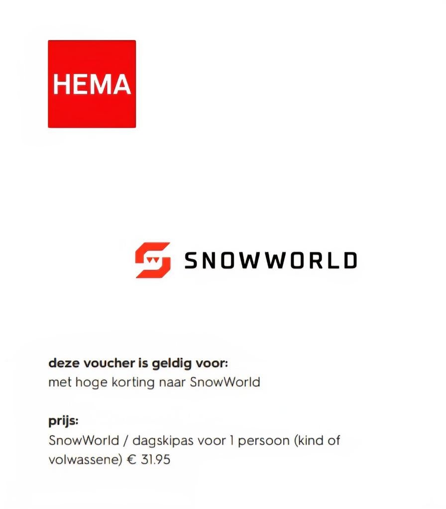 4 vouchers voor een dagje indoor skiën/snowboarden, Drie personen of meer, Overige soorten, Overige typen