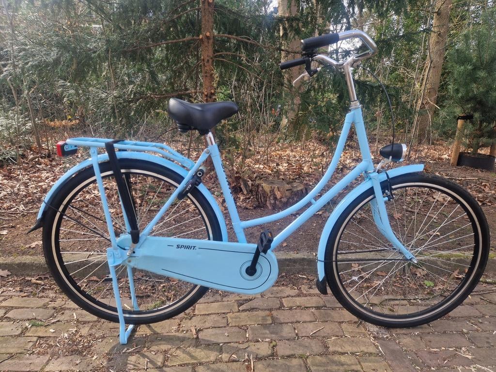 28" inch omafiets/meisjesfiets merk Spirit lichtblauw, Ophalen, 53 tot 56 cm, Spirit, Handrem