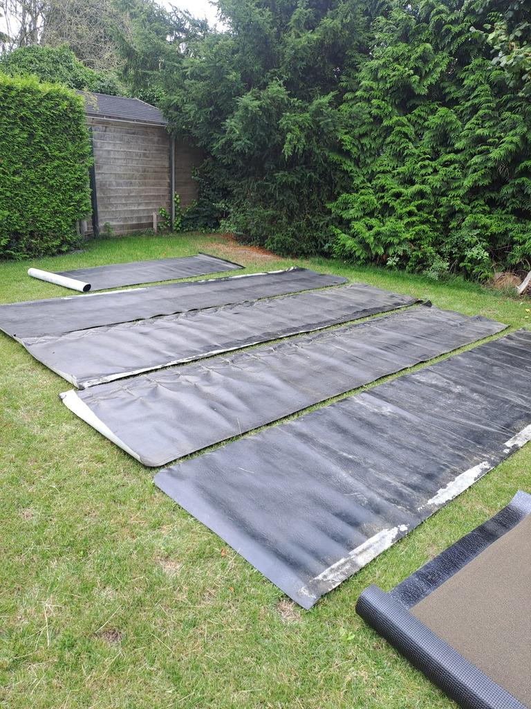 Onderlaag dakleer., Doe-het-zelf en Verbouw, Dakpannen en Dakbedekking, Overige materialen, Zwart, Ophalen of Verzenden, Zo goed als nieuw