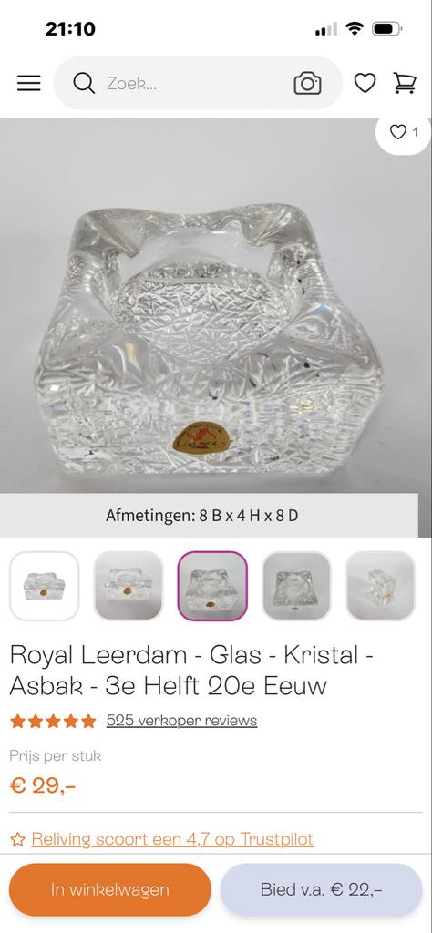 Royal leerdam asbak kristal, Ophalen of Verzenden