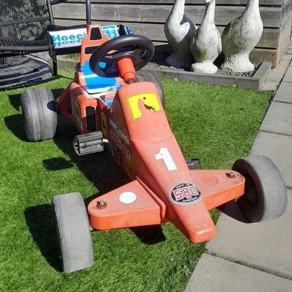 Vintage Formule 1 Ferrari jaren 90 trap auto / skelter, Ophalen, Gebruikt, Trapvoertuig
