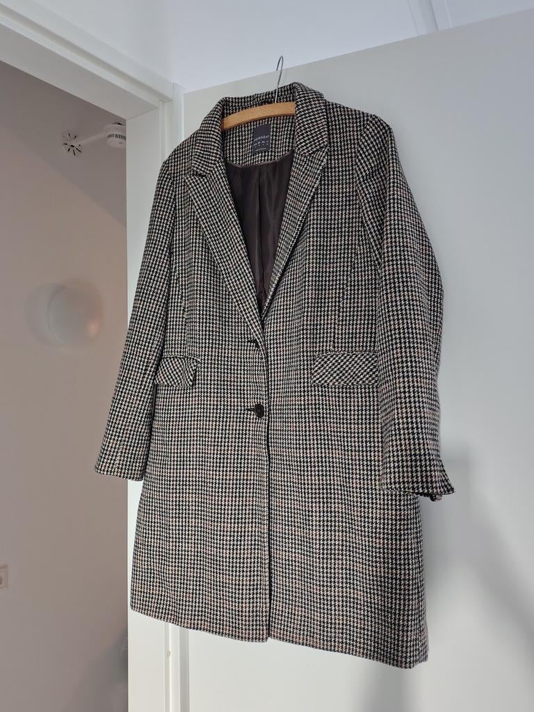 Ruitjes jas geruite jas maat 40, Ophalen of Verzenden, Zo goed als nieuw, Maat 38/40 (M), Zwart