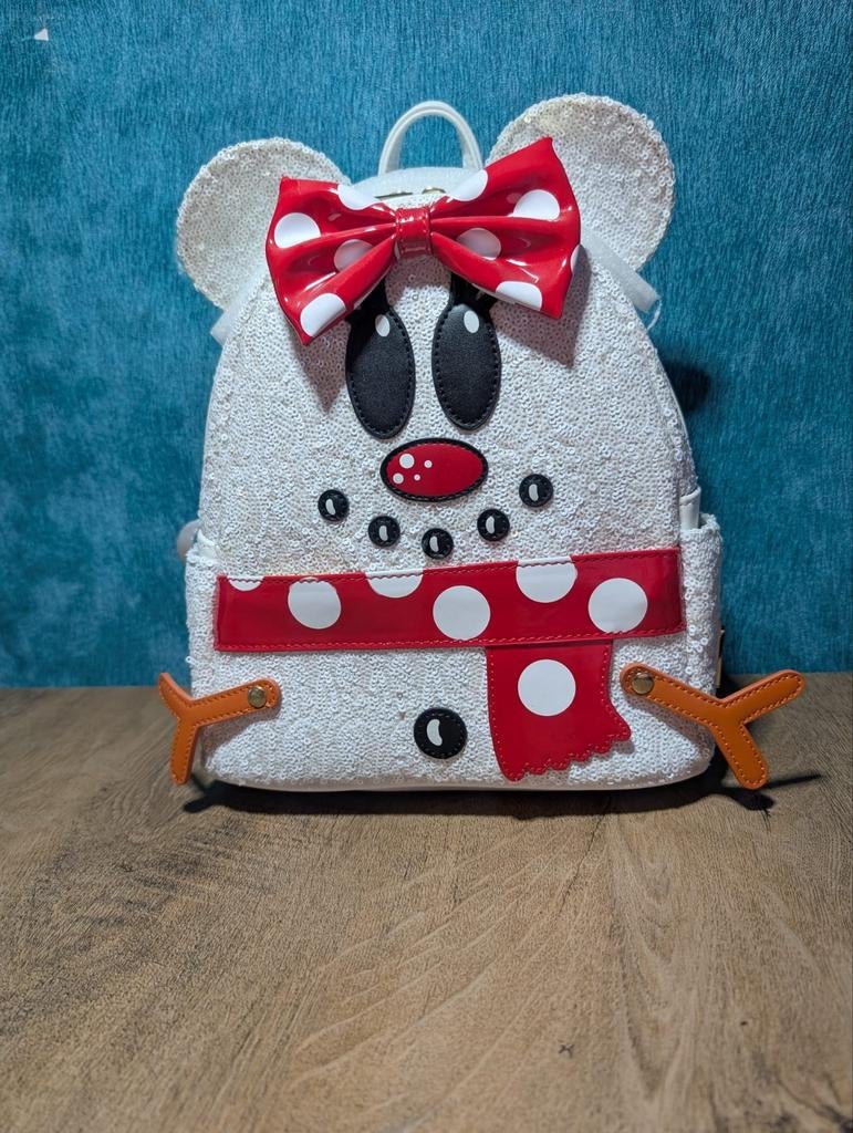 Disney Loungefly Minnie Mouse Snowman Rugzak, Verzamelen, Disney, Ophalen of Verzenden, Mickey Mouse, Gebruikt
