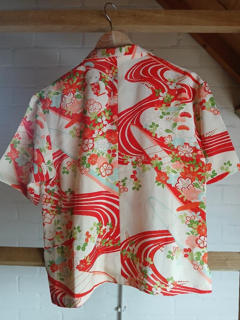 Handgemaakte Japanse Zomer kimono Blouse Rood, Ophalen of Verzenden