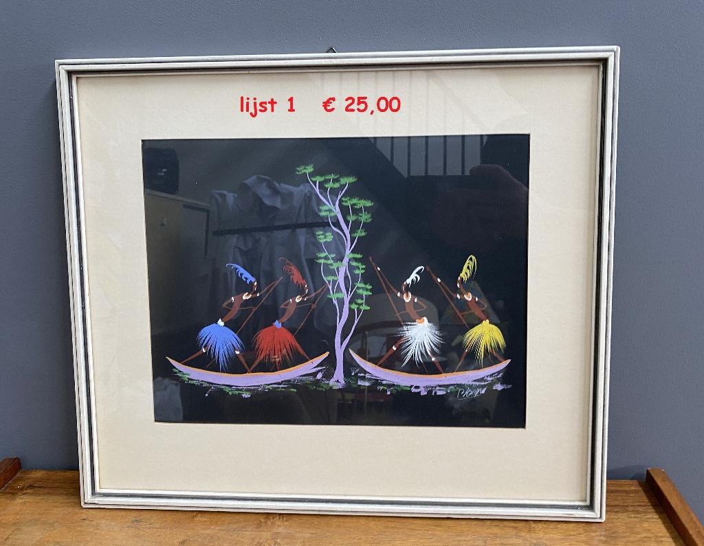 50 jaren 2 Congo verschillende Afrikaanse verf schilderijen, Minder dan 50 cm, Gebruikt, Oorspronkelijke maker, Ophalen of Verzenden