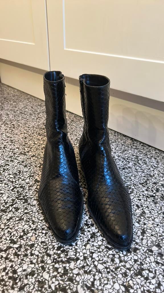 PANARA/PAUW Zwart croco LEREN enkellaarsjes, 37 nieuwstaat, Kleding | Dames, Zwart, Lage of Enkellaarzen, Nieuw, Ophalen of Verzenden