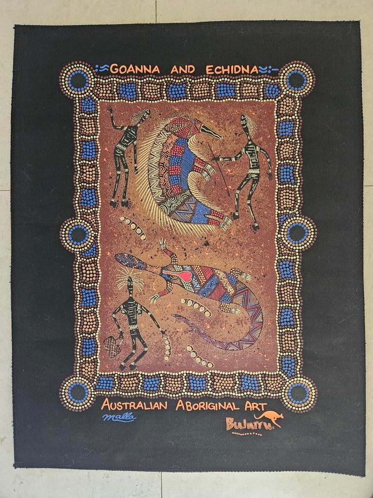 Australische Aboriginal Kunst - Goanna en Echidna, Ophalen
