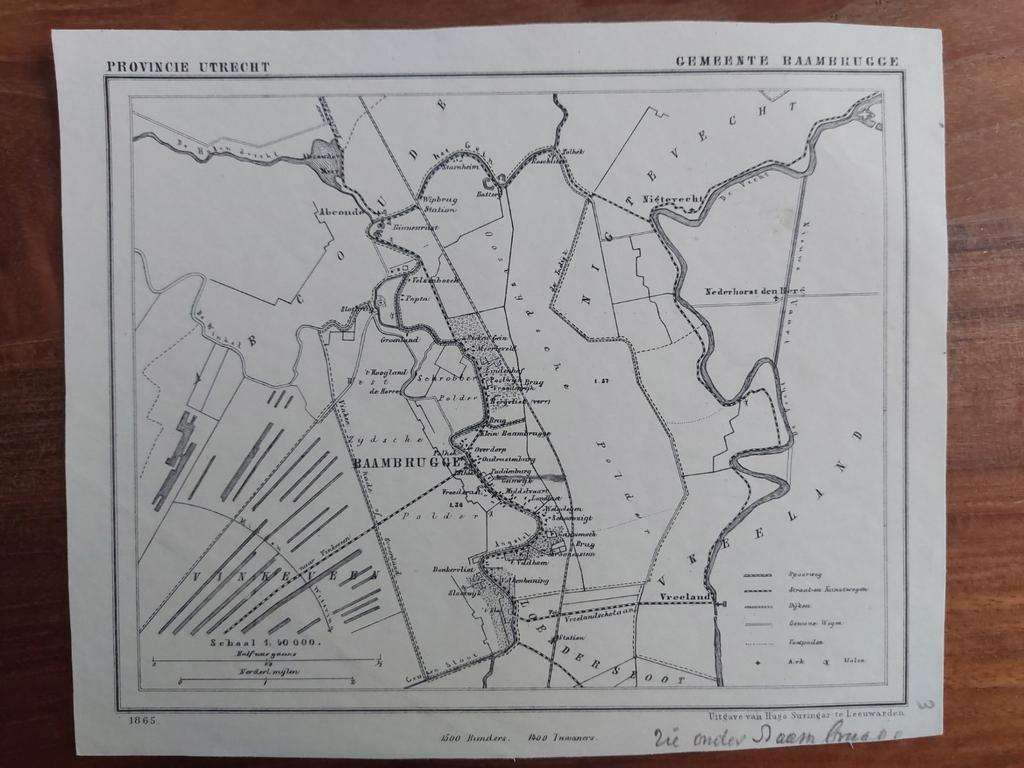 3 / Baambrugge Nigtevecht Abcoude Litho 1865 van J. Kuyper, Antiek en Kunst, Ophalen of Verzenden