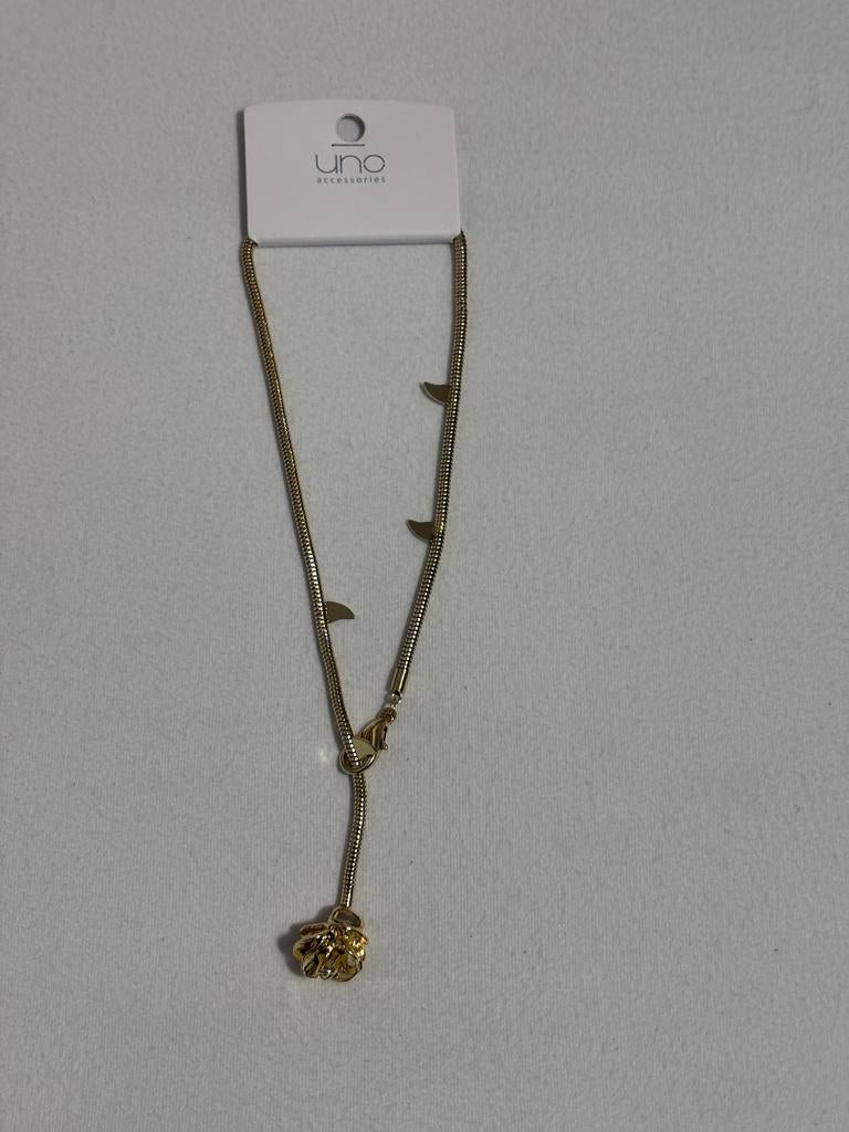 Gouden ketting met roos hanger - Uno Accessories, Ophalen of Verzenden