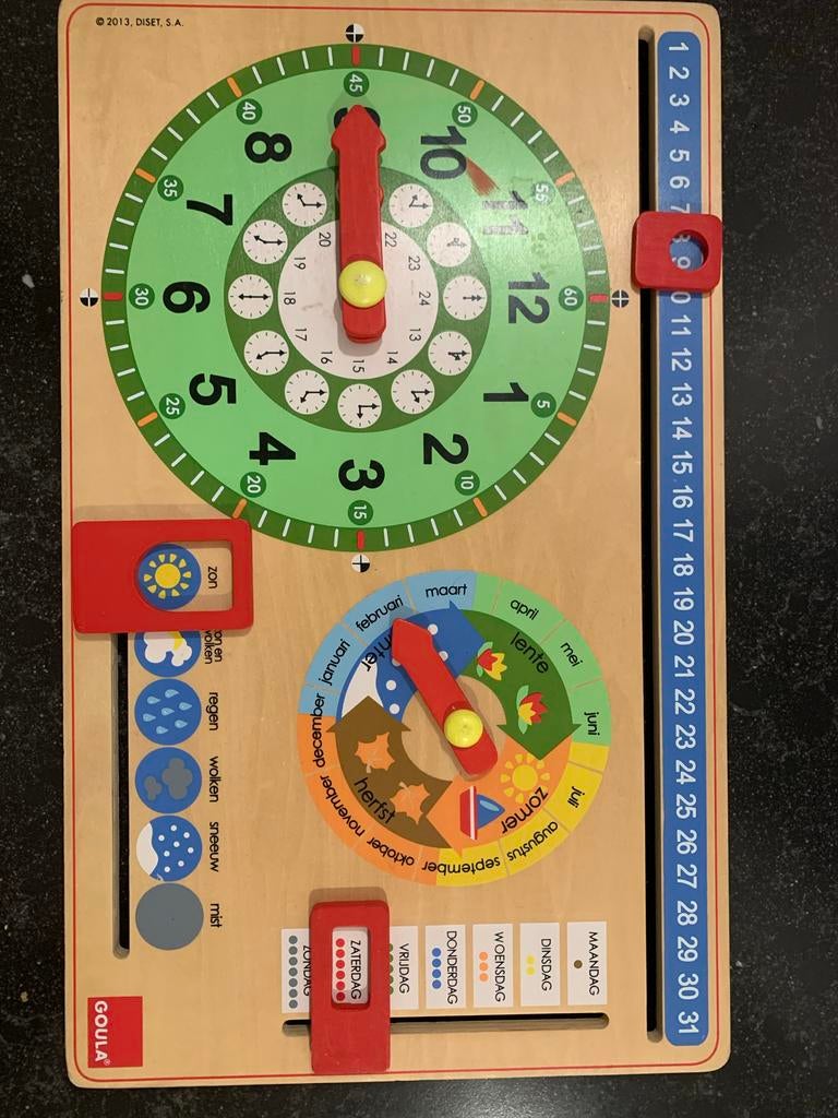Goula Kalenderklok - Leerzame Houten Klok en Kalender, Ophalen of Verzenden, Gebruikt, Ontdekken
