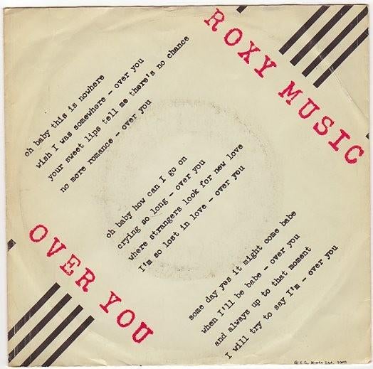 Roxy Music – Over You (1980), Gebruikt, 7 inch, Single, Ophalen of Verzenden