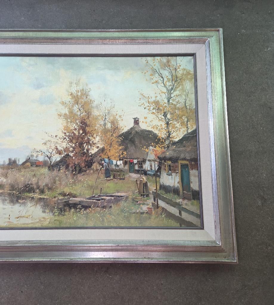 Schilderij A.J. Zwart huisje aan het giethoornse meer, Antiek en Kunst, Ophalen