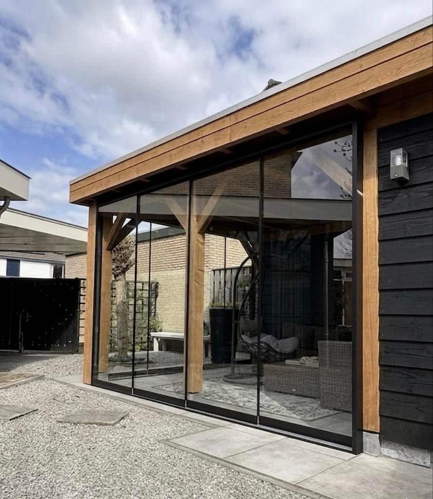 Glazen schuifwanden incl. Montage️, Tuin en Terras, Overkappingen, Ophalen, Nieuw, Veranda