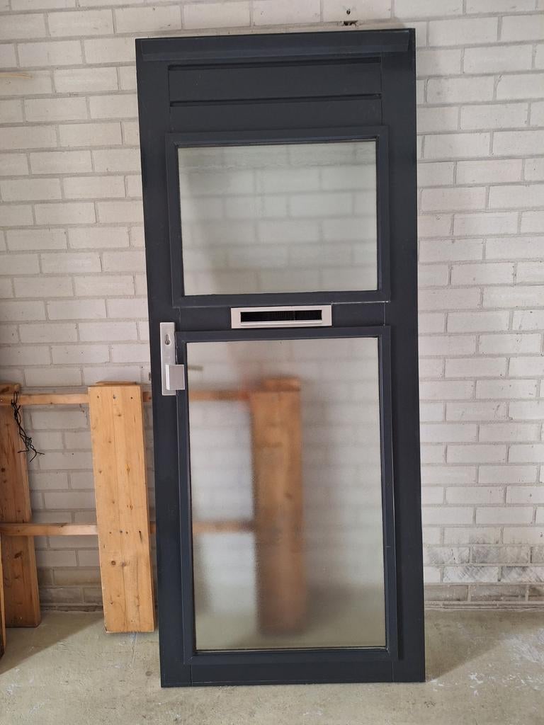 Buitendeur met thermopane glas, Doe-het-zelf en Verbouw, Gebruikt, Deurkozijn, 150 tot 225 cm, Hout