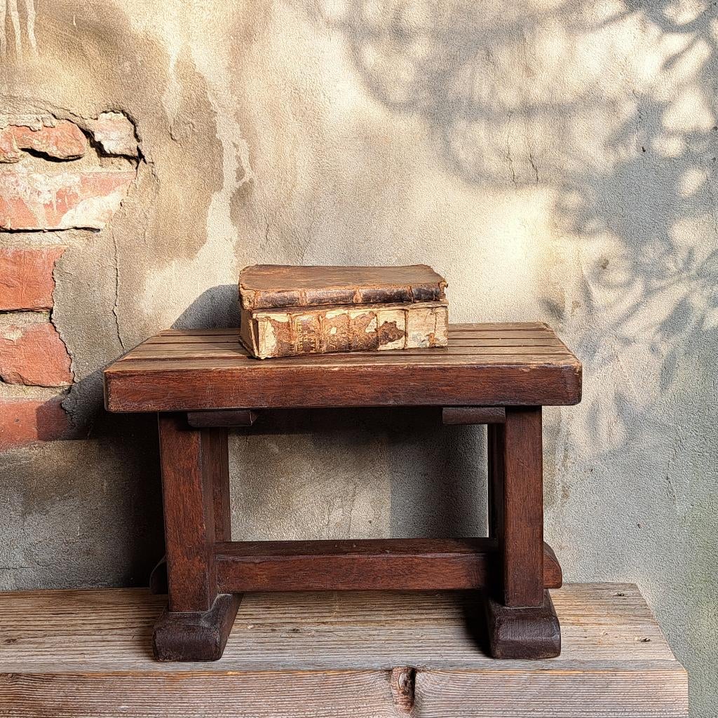 Brocante oud houten voetenbankje opstapje krukje *Etage3*, Gebruikt, ., Ophalen of Verzenden, .