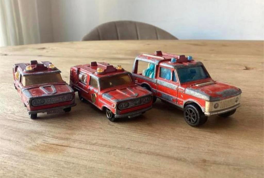 3x Majorette brandweervoertuigen – Made in France, Ophalen of Verzenden, Gebruikt, Auto