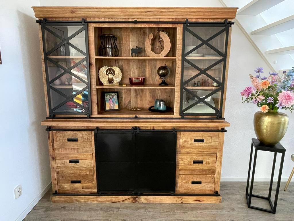Buffetkast mangohout 200x190x45 cm - Zo goed als nieuw, Ophalen, 200 cm of meer, 150 tot 200 cm, Zo goed als nieuw