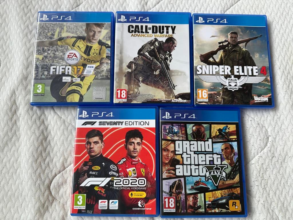 PS4 games: GTA V, F1 2020, FIFA 17, COD & Sniper Elite, Online, Vanaf 18 jaar, Shooter, 1 speler