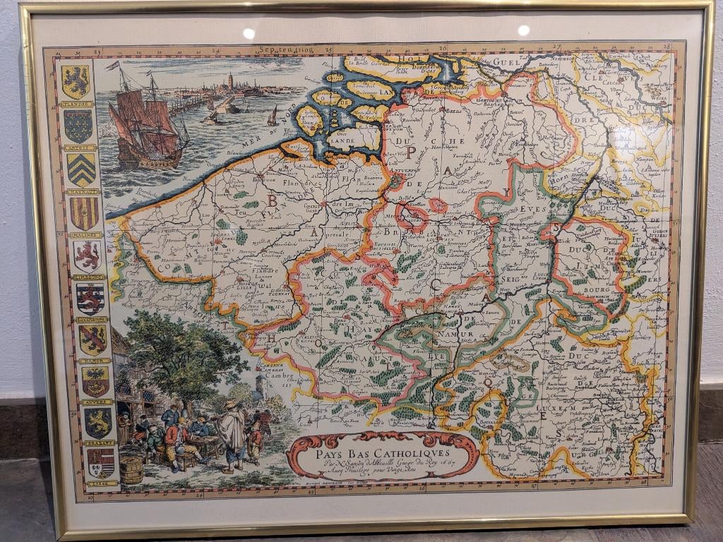 Landkaart Nederland 1607, Boeken, Atlassen en Landkaarten, Ophalen, Voor 1800, Sanjon d"Abbeuille Georg du Roy, Nederland