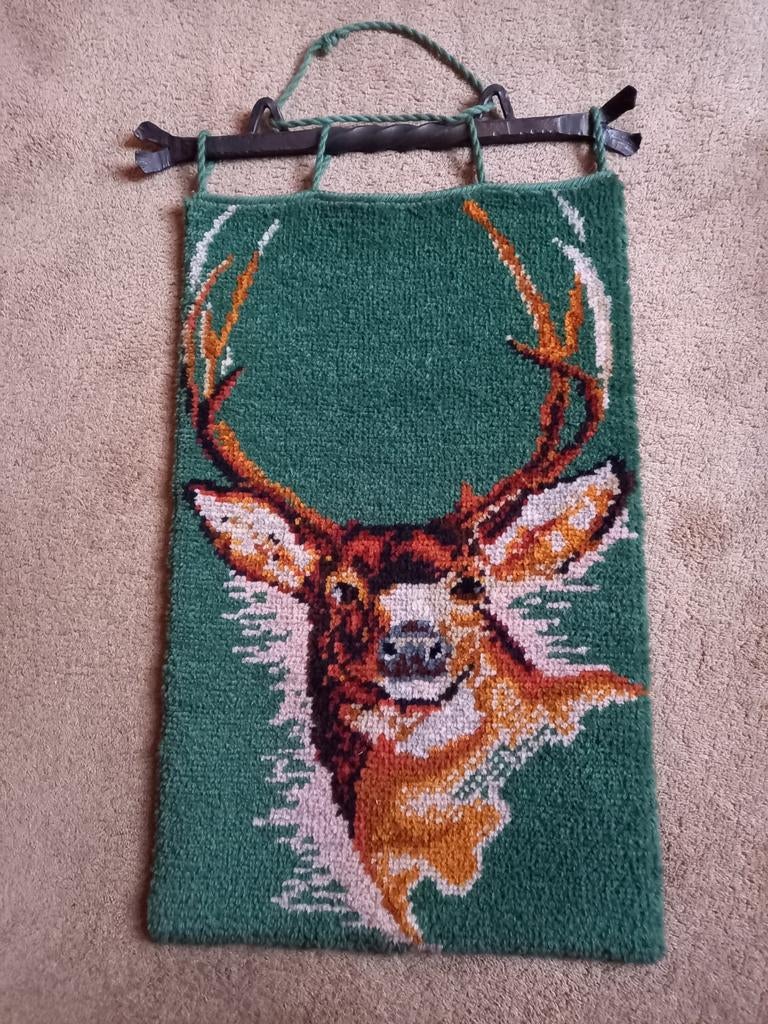 Handgeknoopt wandkleed met ijzeren ophangstang, Ophalen of Verzenden