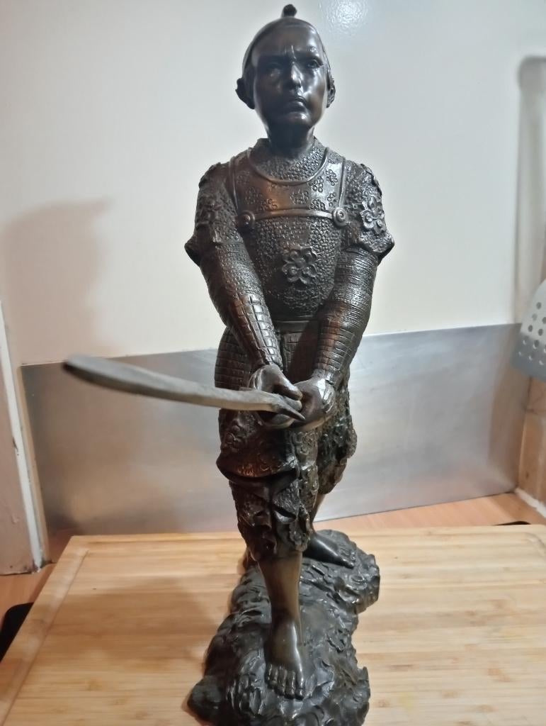Bronzen Japans zwaardvechter samoerai , Chinese ,  Aziatisch, Ophalen