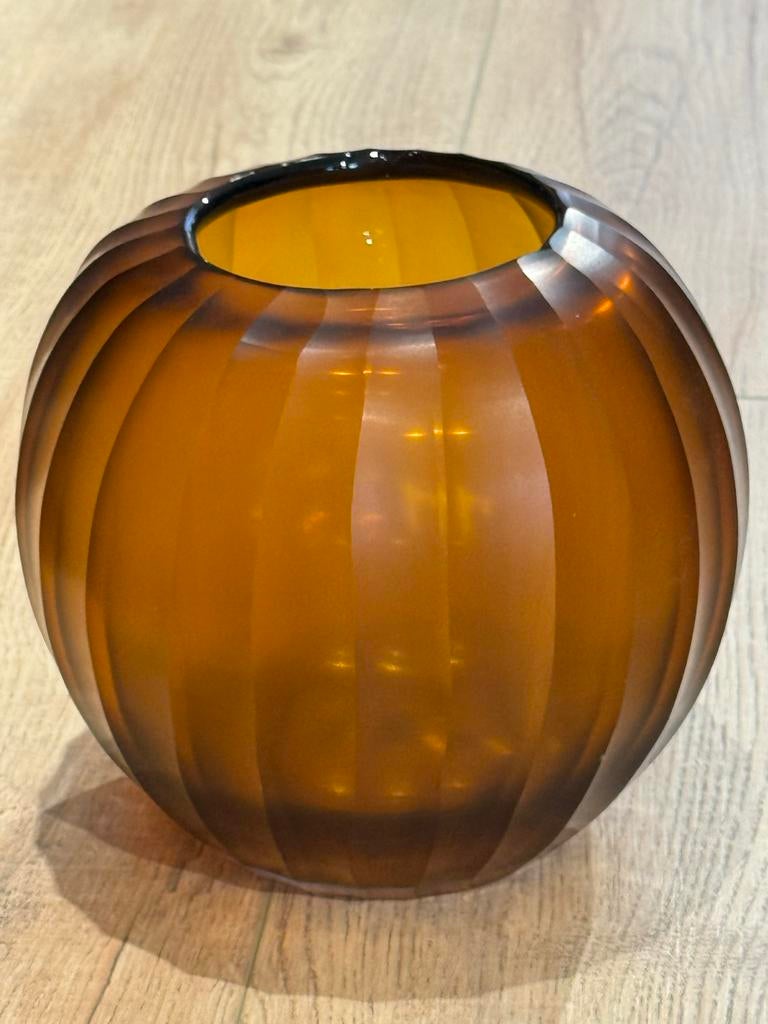 Bombyx vaas - Amberkleurig glas, Antiek en Kunst, Antiek | Vazen, Ophalen of Verzenden