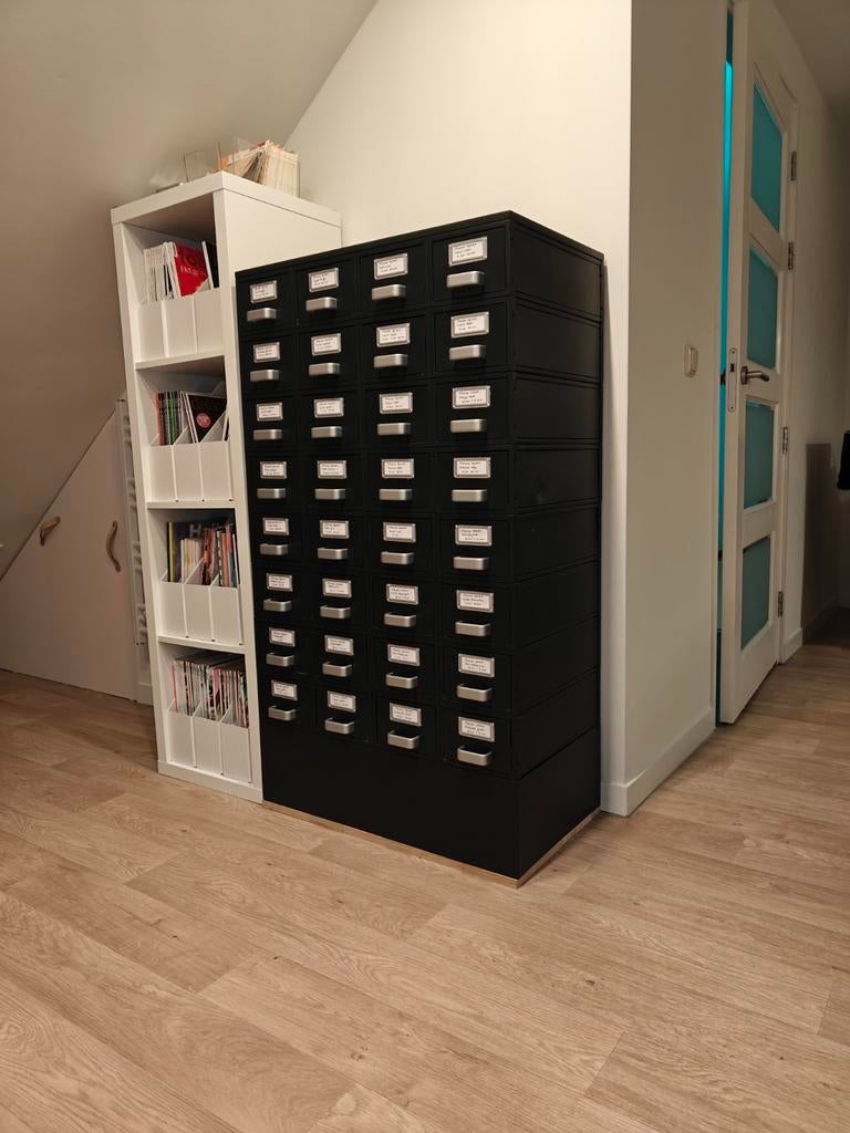 Antiek vintage stalen archiefkast, Huizen en Kamers