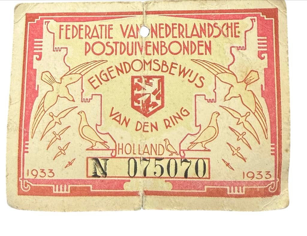 Eigendomsbewijs Federatie van Ned Postduivenbond, Meerdere dieren, Postduif