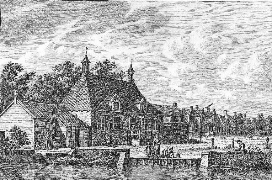 Gravure t Rechthuis te Kruiningen. door C.F. Bensdorp, 1793, Antiek en Kunst, Verzenden